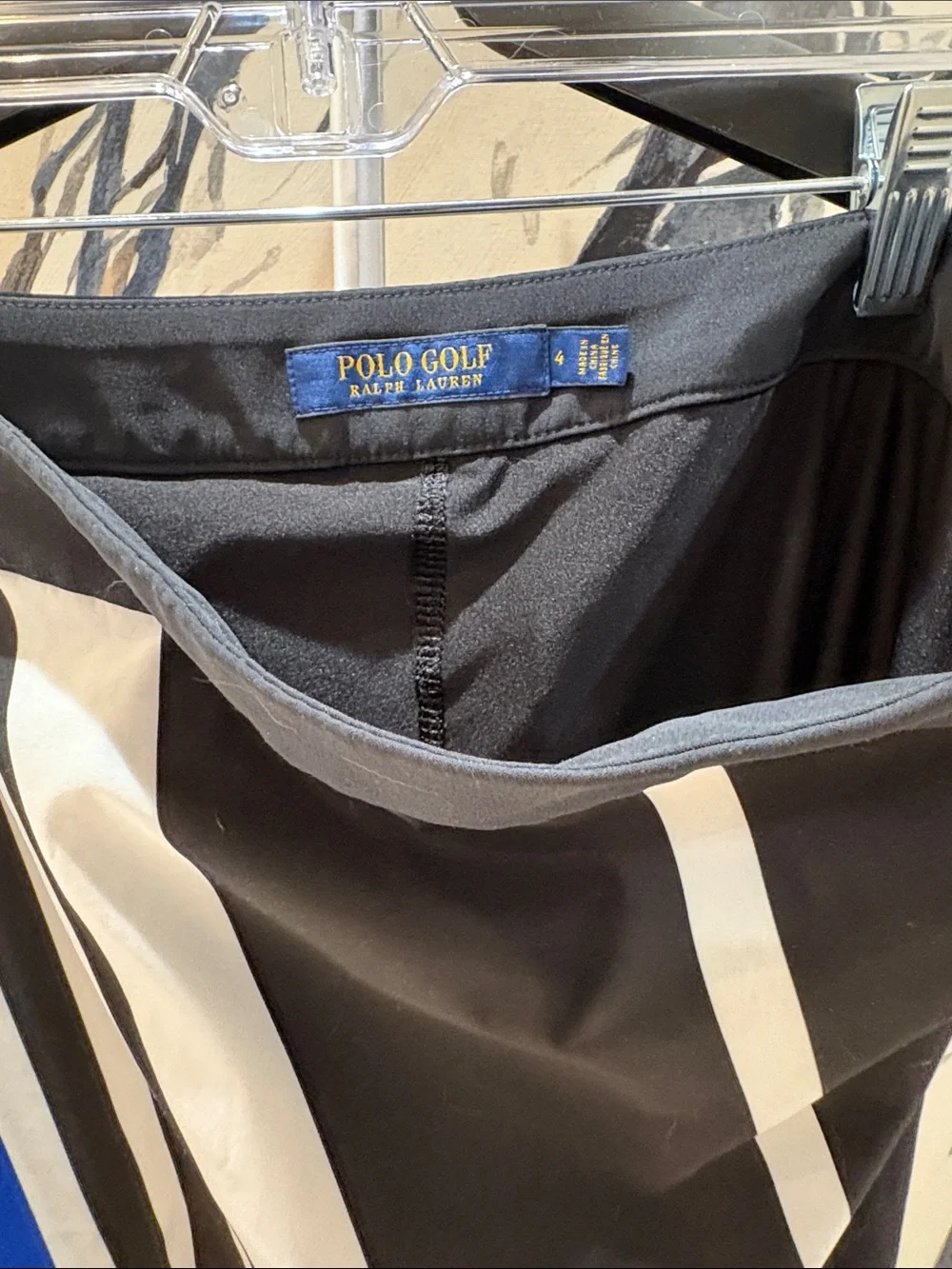 Polo by Ralph Lauren Blue, Black & White Striped Midi Skirt